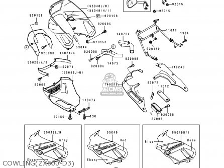 COWLING(ZX600-D3) - ZX600D3 ZZR600 1992 EUROPE UK FR AR FG GR IT NR SD SP ST
