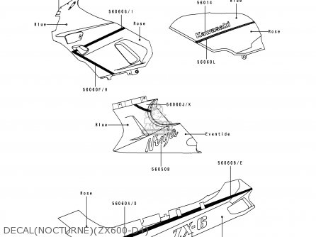 Kawasaki ZX600D4 NINJA ZX6 1993 USA CALIFORNIA parts lists