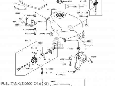 Kawasaki ZX600D4 NINJA ZX6 1993 USA CALIFORNIA parts lists