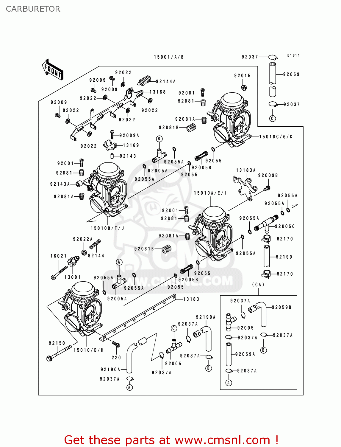 CARBURETOR ZX600D4 NINJA ZX6 1993 USA CALIFORNIA
