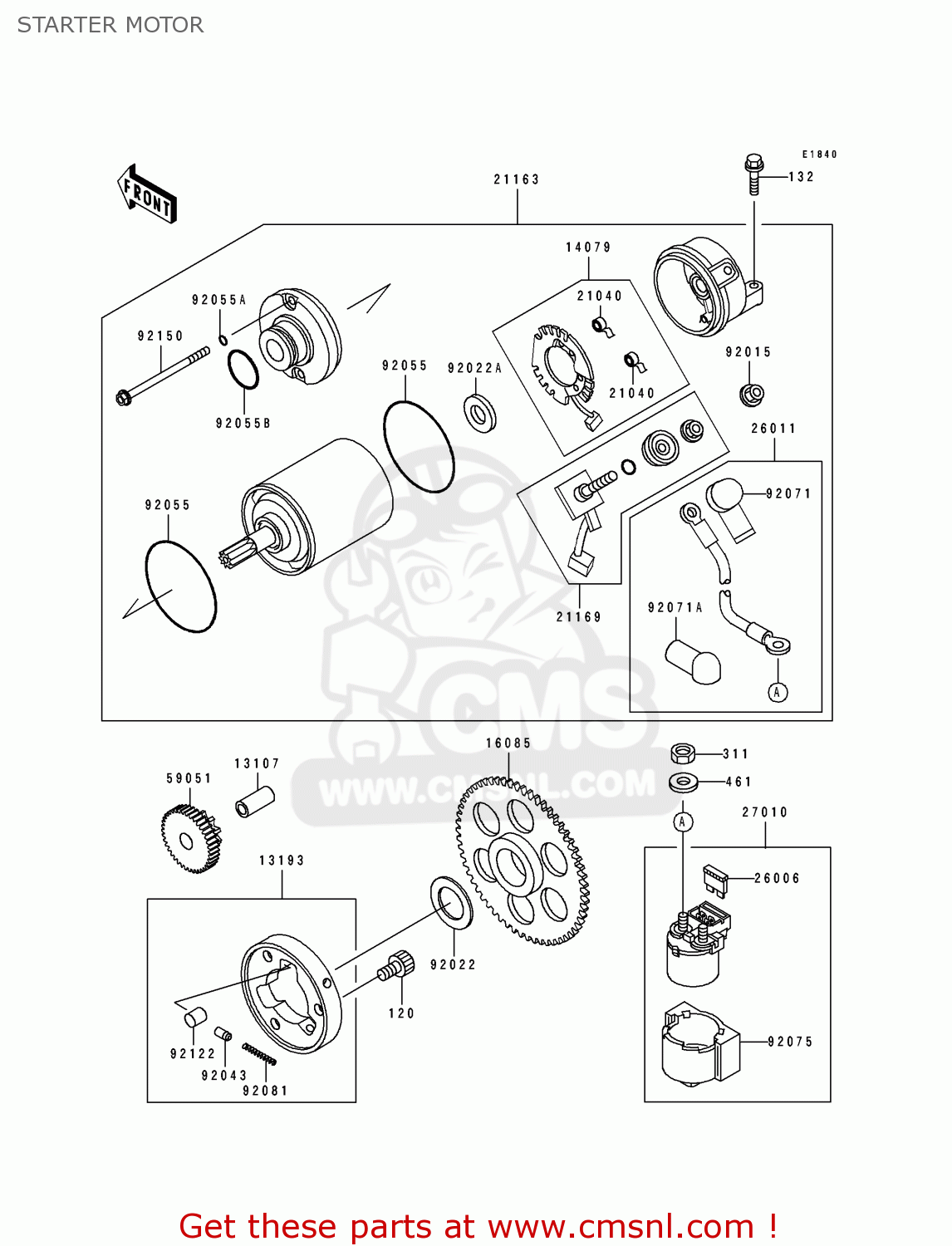 STARTER MOTOR ZX600D4 NINJA ZX6 1993 USA CALIFORNIA