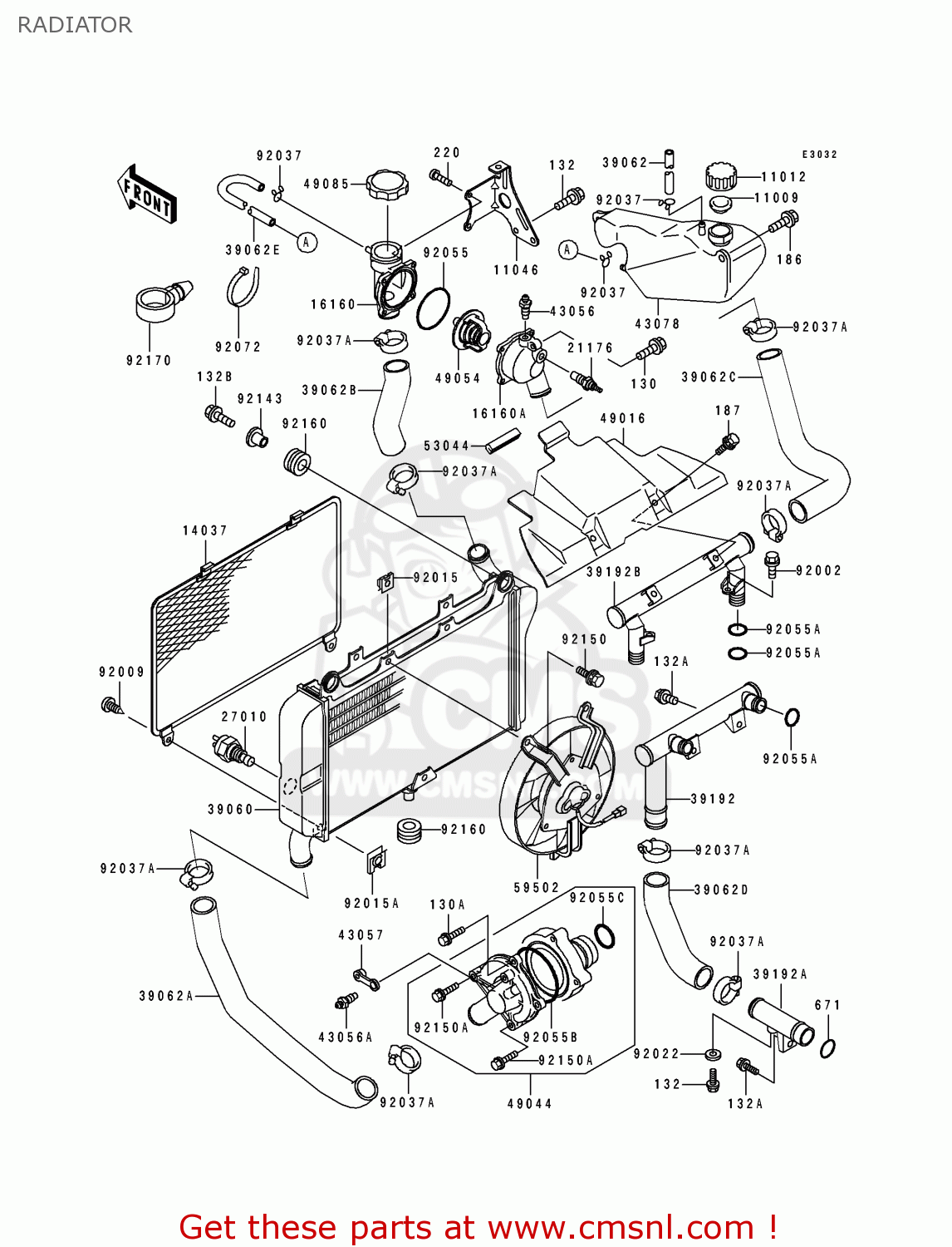 RADIATOR ZX600D4 NINJA ZX6 1993 USA CALIFORNIA