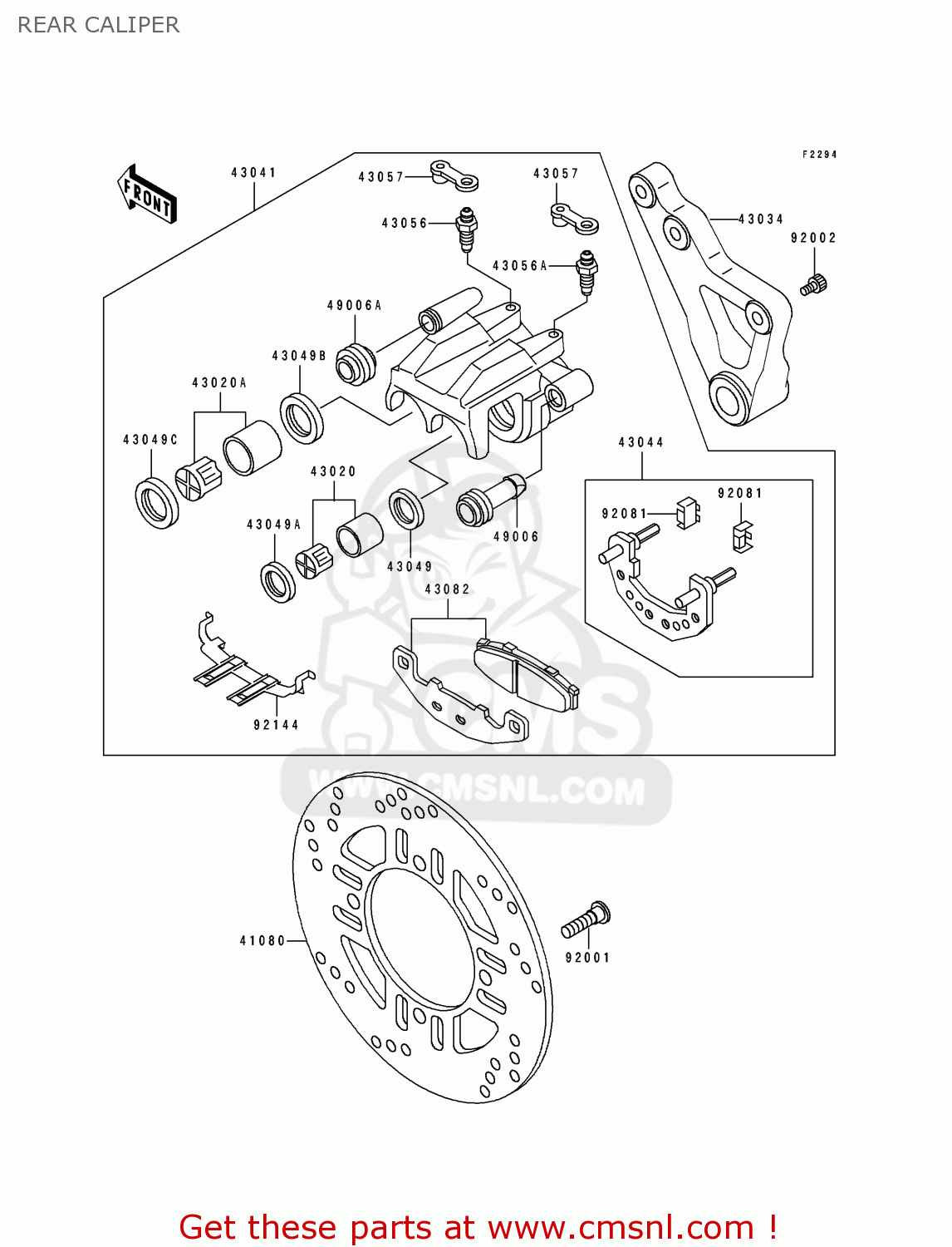 REAR CALIPER ZX600D4 NINJA ZX6 1993 USA CALIFORNIA