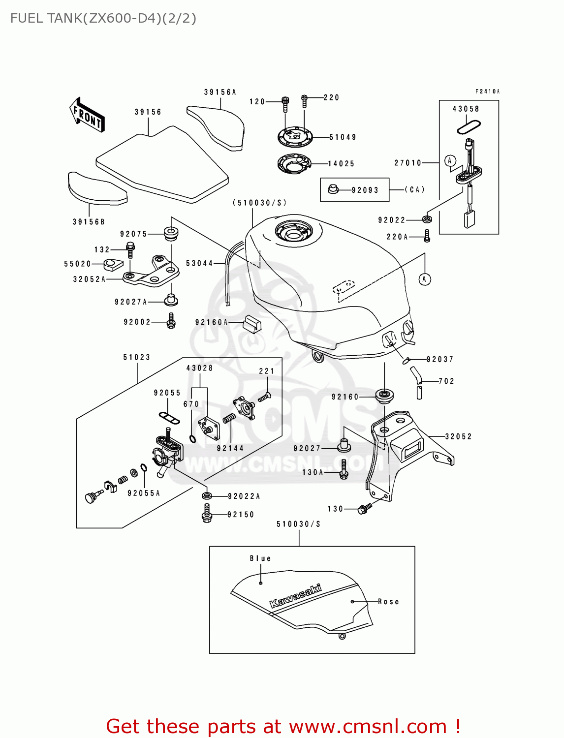 FUEL TANK(ZX600-D4)(2/2) ZX600D4 NINJA ZX6 1993 USA CALIFORNIA