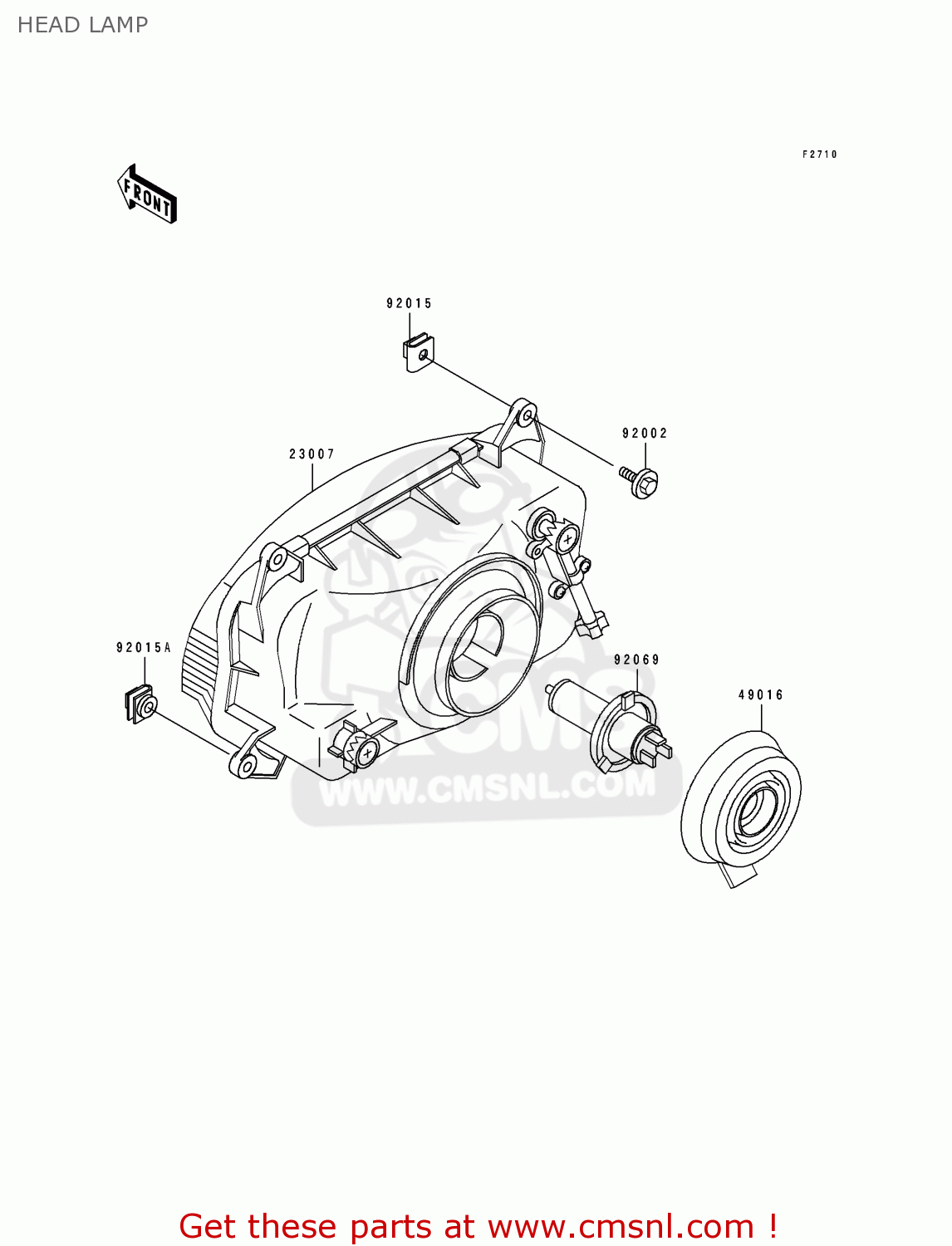 HEAD LAMP ZX600D4 NINJA ZX6 1993 USA CALIFORNIA