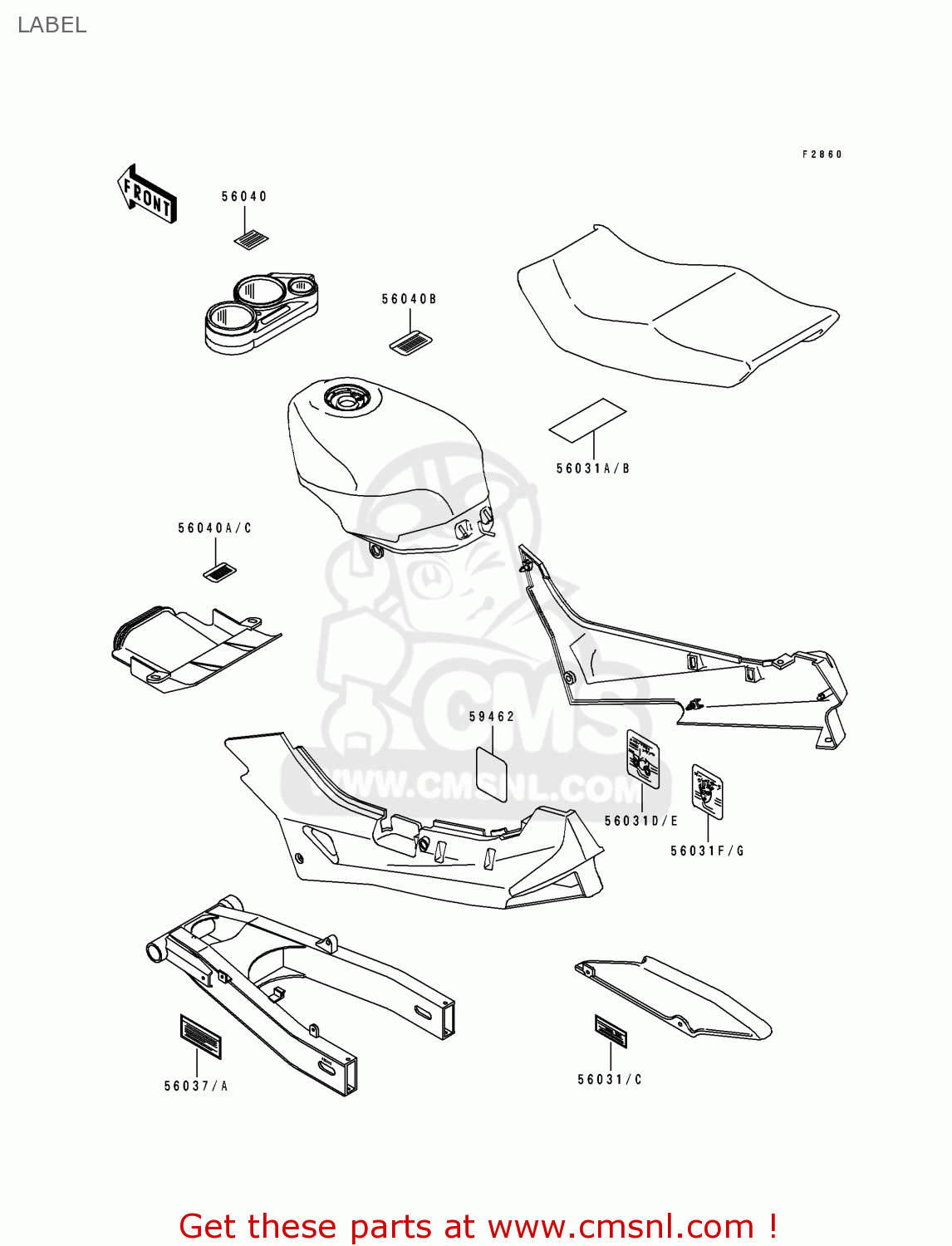 LABEL ZX600D4 NINJA ZX6 1993 USA CALIFORNIA