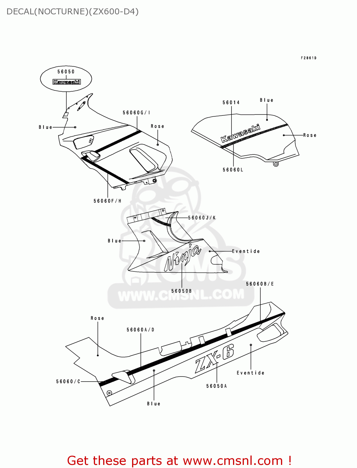 DECAL(NOCTURNE)(ZX600-D4) ZX600D4 NINJA ZX6 1993 USA CALIFORNIA