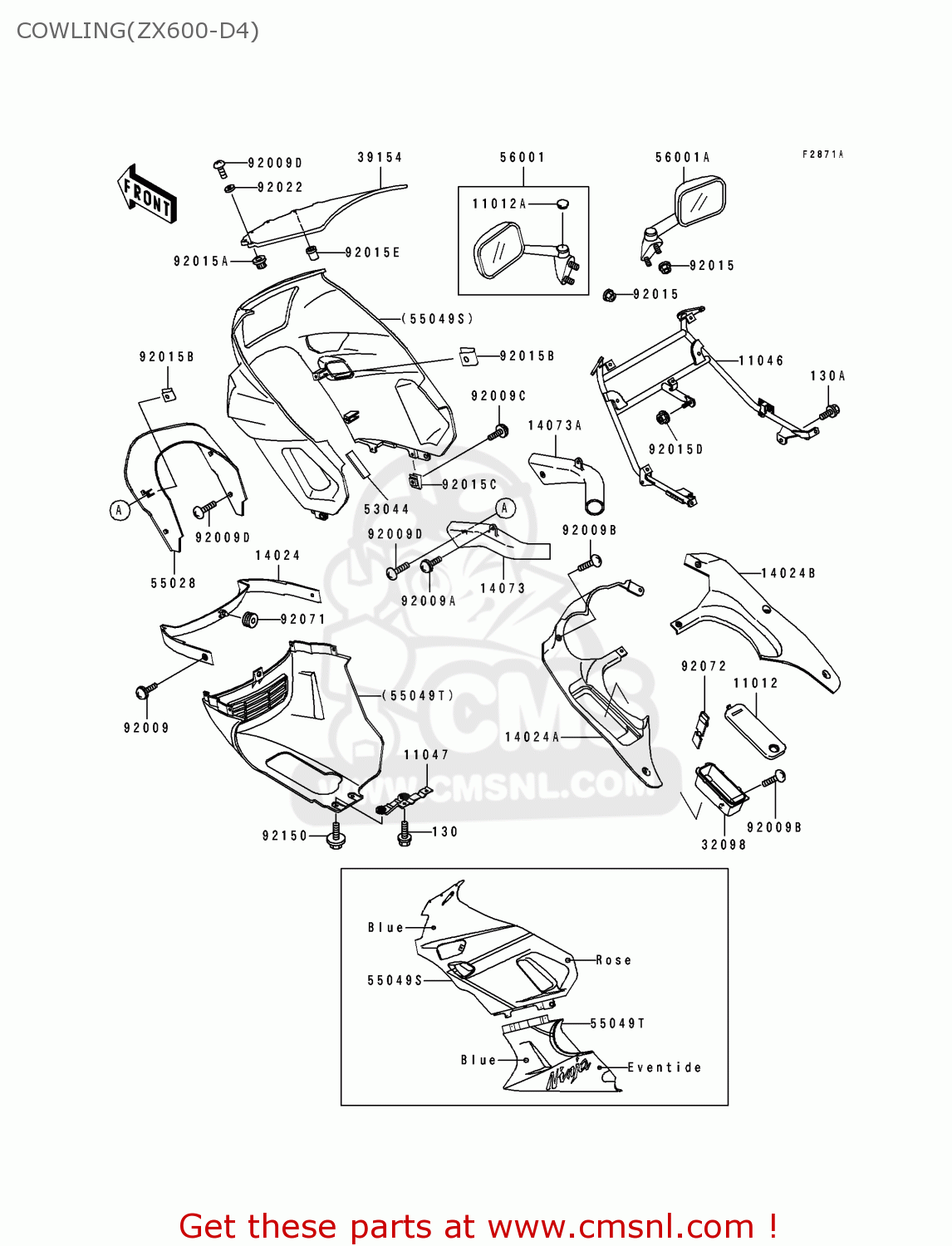 COWLING(ZX600-D4) ZX600D4 NINJA ZX6 1993 USA CALIFORNIA