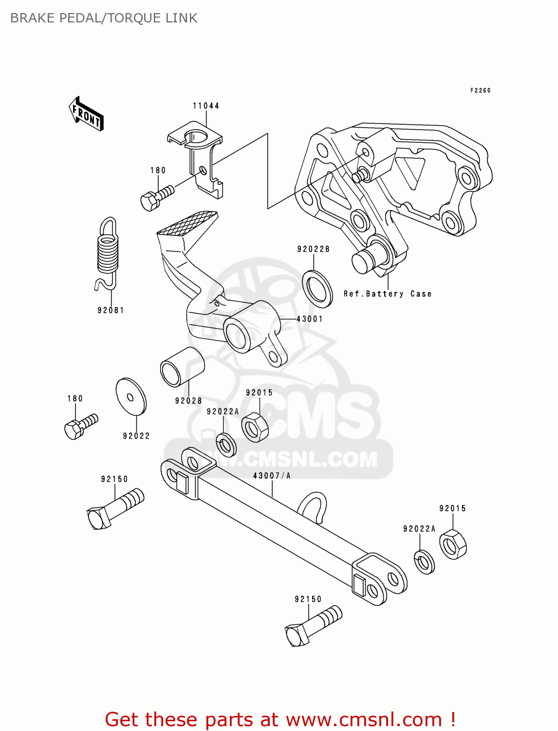 BRAKE PEDAL/TORQUE LINK ZX600E1 NINJA ZX6 1993 USA CALIFORNIA CANADA