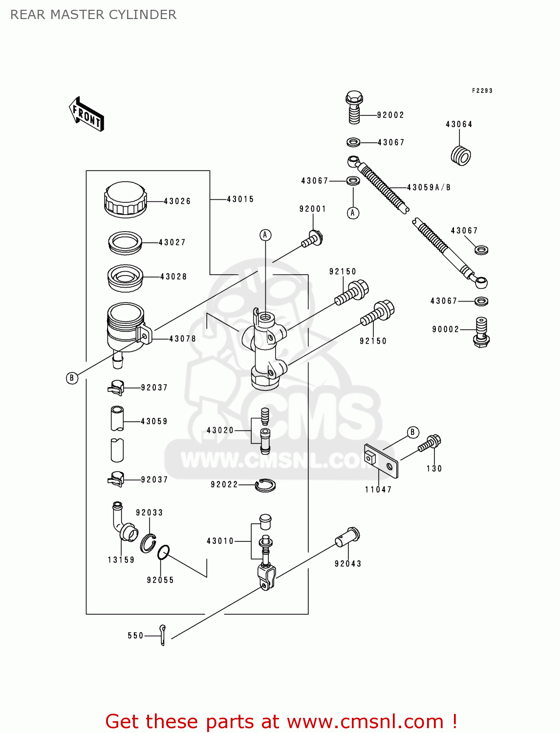 REAR MASTER CYLINDER ZX600E1 NINJA ZX6 1993 USA CALIFORNIA CANADA
