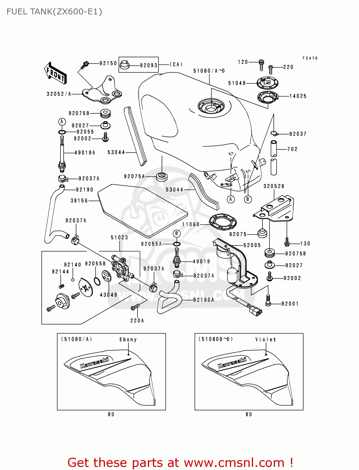 FUEL TANK(ZX600-E1) ZX600E1 NINJA ZX6 1993 USA CALIFORNIA CANADA