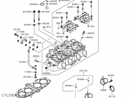 CYLINDER HEAD - ZX600E1 NINJA ZX6 1993 USA CALIFORNIA CANADA