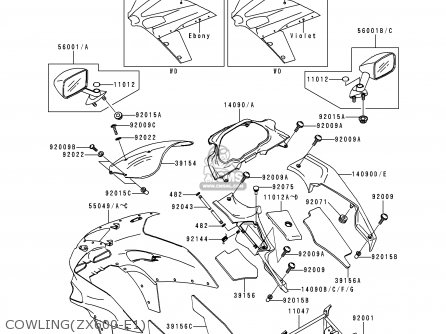 COWLING(ZX600-E1) - ZX600E1 NINJA ZX6 1993 USA CALIFORNIA CANADA