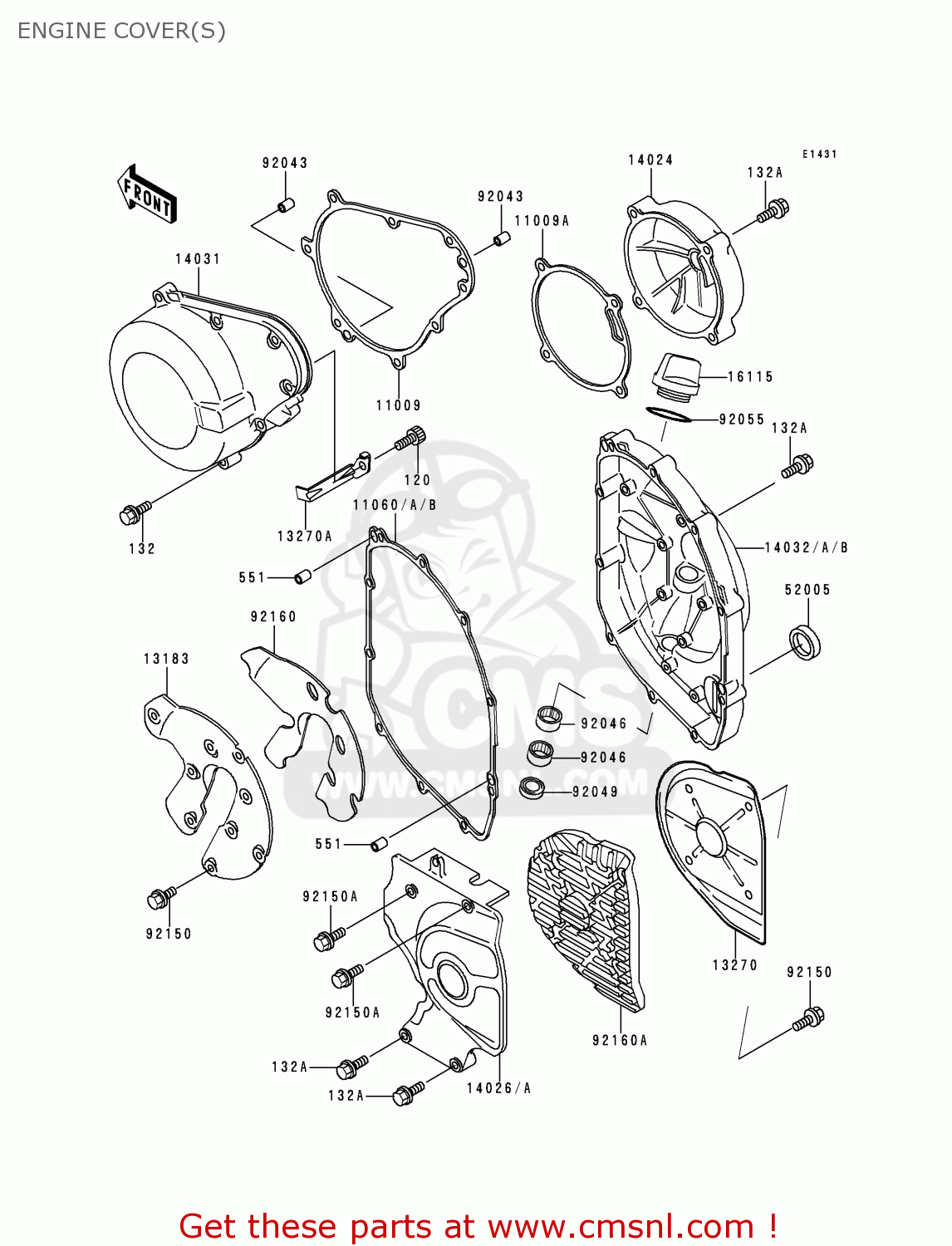 ENGINE COVER(S) ZX600E1 ZZR600 1993 EUROPE UK FR NL AR FG GR IT NR SD SP ST
