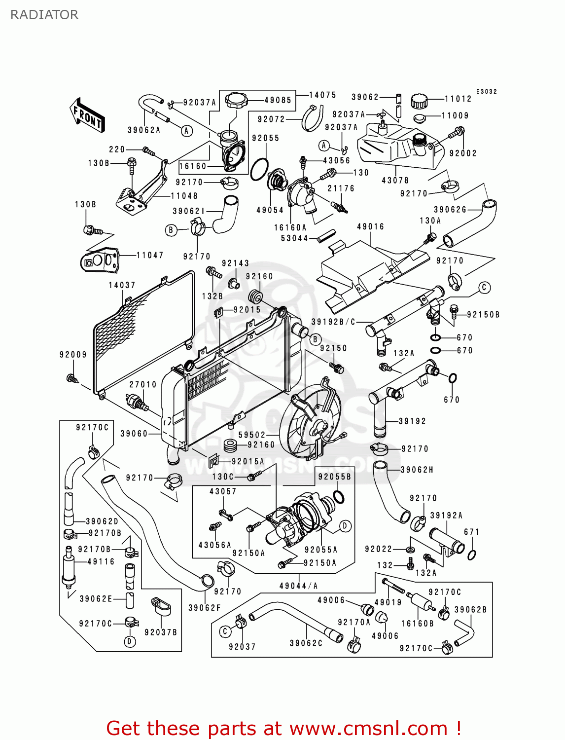 RADIATOR ZX600E1 ZZR600 1993 EUROPE UK FR NL AR FG GR IT NR SD SP ST