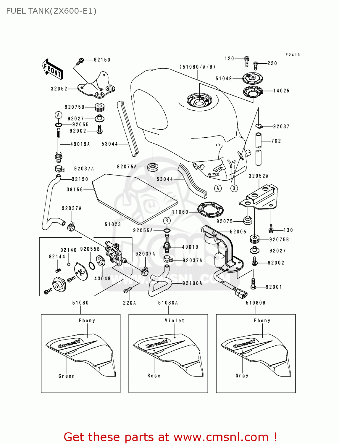 FUEL TANK(ZX600-E1) ZX600E1 ZZR600 1993 EUROPE UK FR NL AR FG GR IT NR SD SP ST
