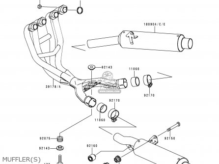 MUFFLER(S) - ZX600E1 ZZR600 1993 EUROPE UK FR NL AR FG GR IT NR SD SP ST