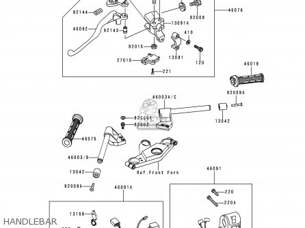 HANDLEBAR - ZX600E1 ZZR600 1993 EUROPE UK FR NL AR FG GR IT NR SD SP ST