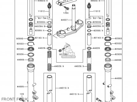 FRONT FORK - ZX600E1 ZZR600 1993 EUROPE UK FR NL AR FG GR IT NR SD SP ST