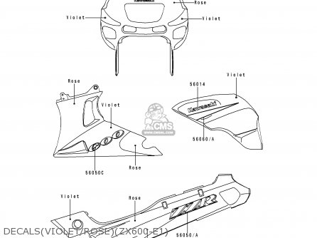 DECALS(VIOLET/ROSE)(ZX600-E1) - ZX600E1 ZZR600 1993 EUROPE UK FR NL AR FG GR IT NR SD SP ST