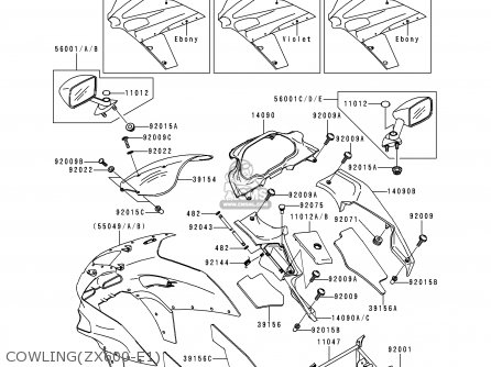 COWLING(ZX600-E1) - ZX600E1 ZZR600 1993 EUROPE UK FR NL AR FG GR IT NR SD SP ST