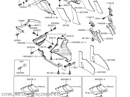 COWLING LOWERS(ZX600-E1) - ZX600E1 ZZR600 1993 EUROPE UK FR NL AR FG GR IT NR SD SP ST