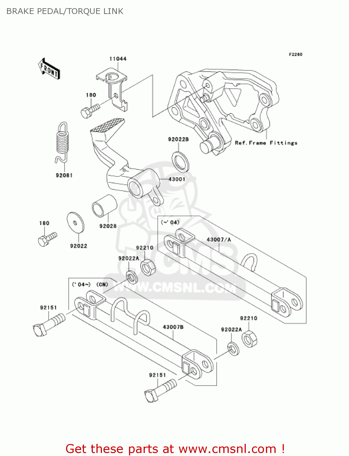BRAKE PEDAL/TORQUE LINK ZX600E10 NINJA ZX6 2002 USA CALIFORNIA CANADA