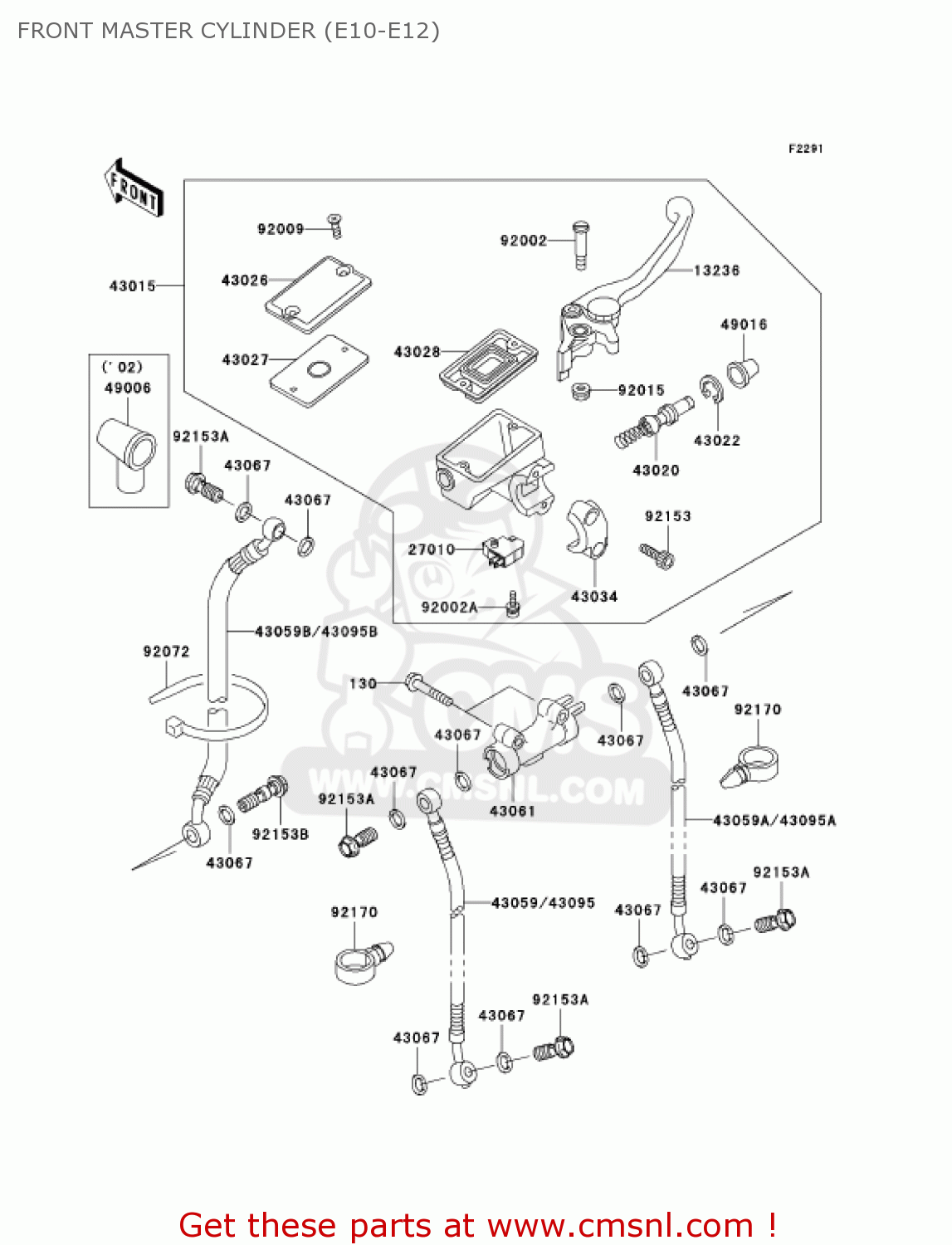 FRONT MASTER CYLINDER (E10-E12) ZX600E10 NINJA ZX6 2002 USA CALIFORNIA CANADA