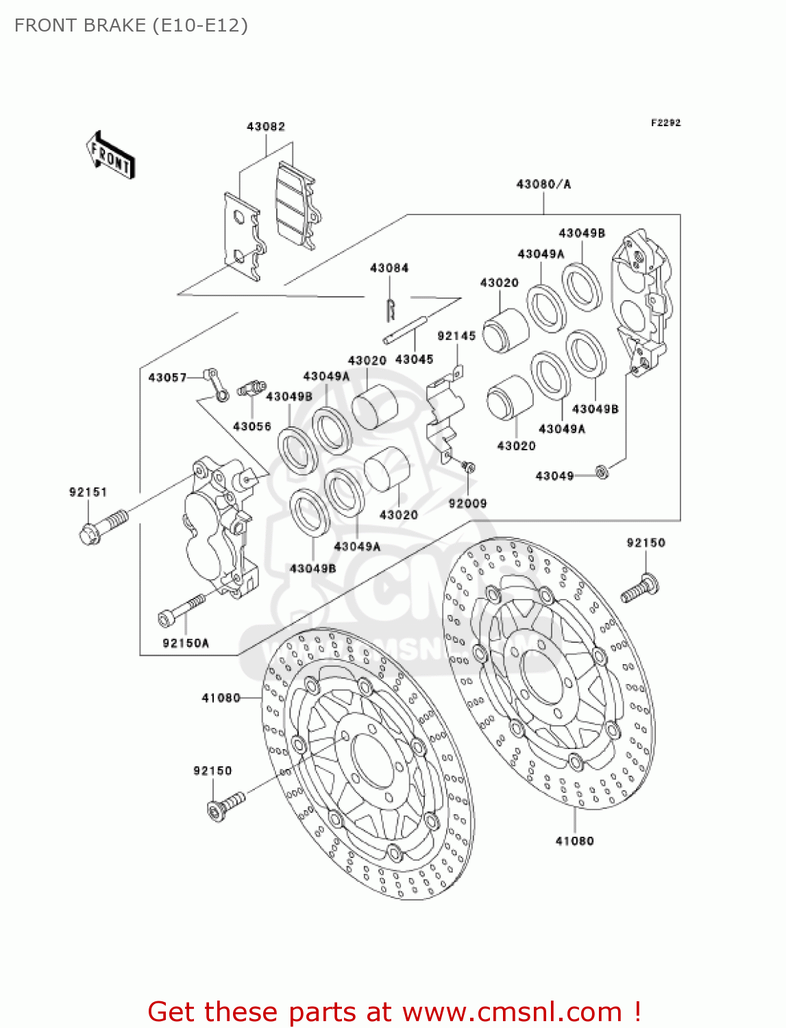 FRONT BRAKE (E10-E12) ZX600E10 NINJA ZX6 2002 USA CALIFORNIA CANADA