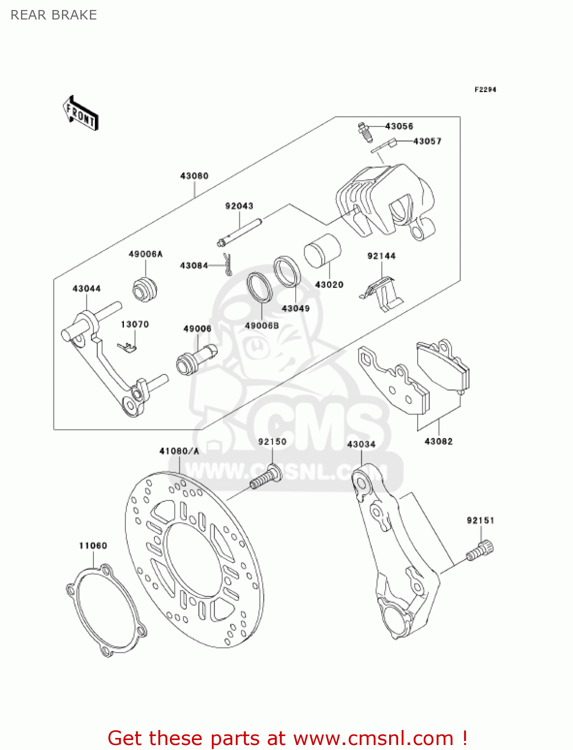 REAR BRAKE ZX600E10 NINJA ZX6 2002 USA CALIFORNIA CANADA