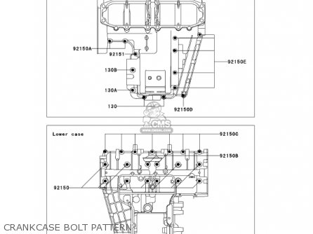 CRANKCASE BOLT PATTERN - ZX600E10 NINJA ZX6 2002 USA CALIFORNIA CANADA