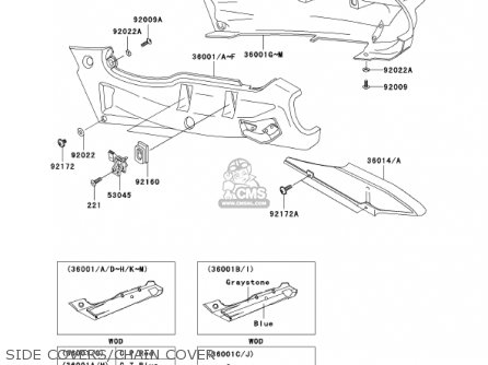SIDE COVERS/CHAIN COVER - ZX600E10 NINJA ZX6 2002 USA CALIFORNIA CANADA