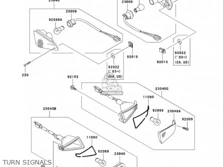 TURN SIGNALS - ZX600E10 NINJA ZX6 2002 USA CALIFORNIA CANADA