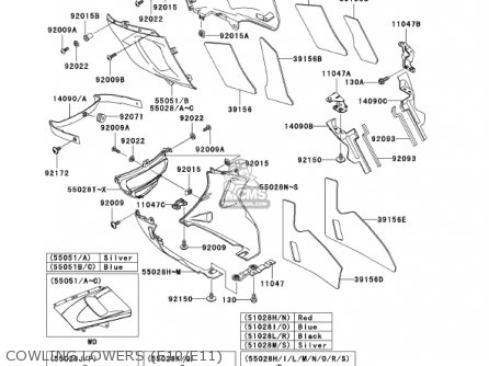 COWLING LOWERS (E10/E11) - ZX600E10 NINJA ZX6 2002 USA CALIFORNIA CANADA