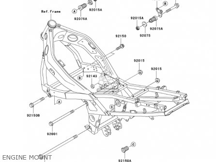 ENGINE MOUNT - ZX600E10 NINJA ZX6 2002 USA CALIFORNIA CANADA