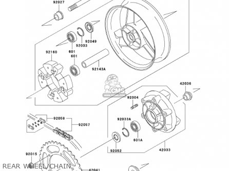 REAR WHEEL/CHAIN - ZX600E10 NINJA ZX6 2002 USA CALIFORNIA CANADA