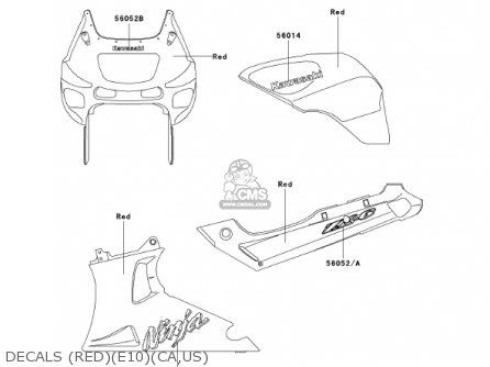 DECALS (RED)(E10)(CA,US) - ZX600E10 NINJA ZX6 2002 USA CALIFORNIA CANADA