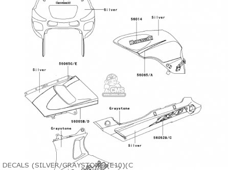 DECALS (SILVER/GRAYSTONE)(E10)(C - ZX600E10 NINJA ZX6 2002 USA CALIFORNIA CANADA