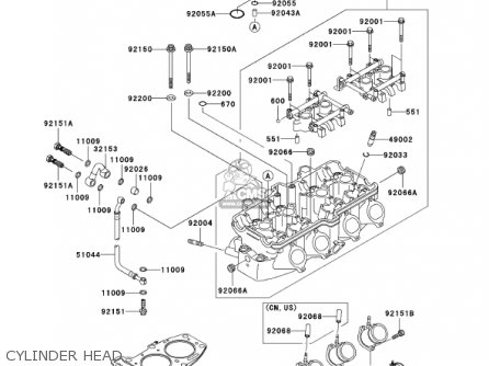 CYLINDER HEAD - ZX600E10 NINJA ZX6 2002 USA CALIFORNIA CANADA