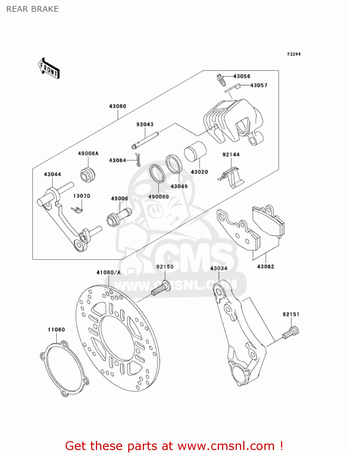 REAR BRAKE ZX600E11 ZZR600 2003 USA CALIFORNIA CANADA