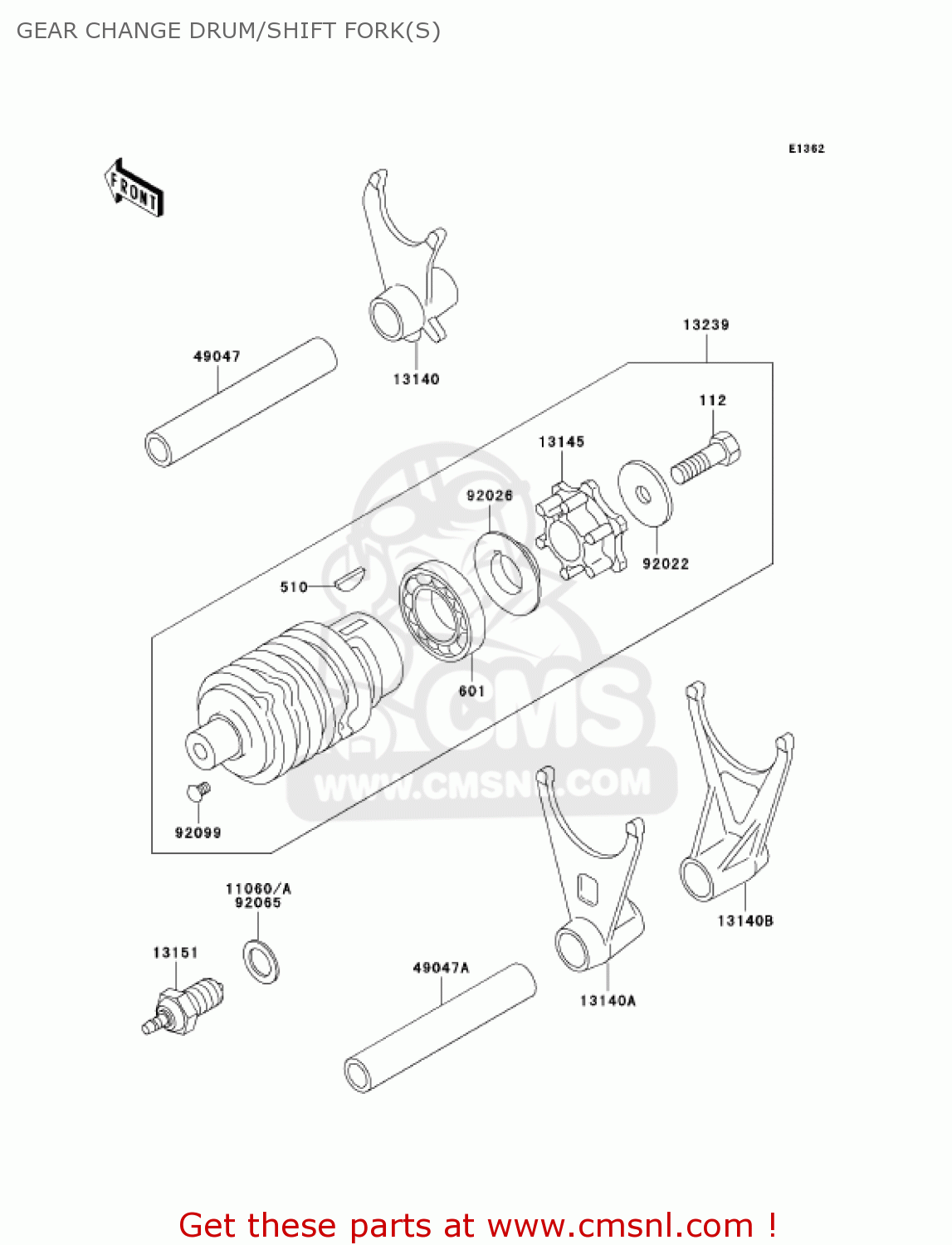 GEAR CHANGE DRUM/SHIFT FORK(S) ZX600E11 ZZR600 2003 USA CALIFORNIA CANADA
