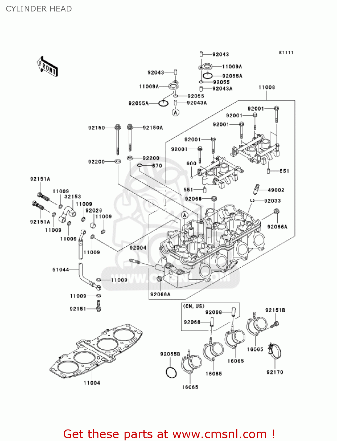 CYLINDER HEAD ZX600E11 ZZR600 2003 USA CALIFORNIA CANADA