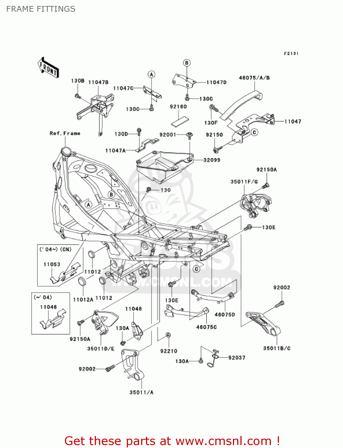 FRAME FITTINGS ZX600E11 ZZR600 2003 USA CALIFORNIA CANADA