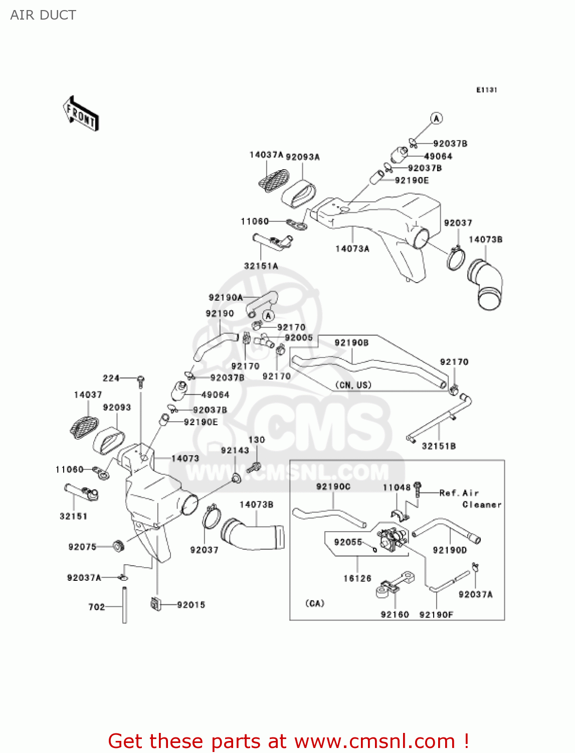 AIR DUCT ZX600E11 ZZR600 2003 USA CALIFORNIA CANADA