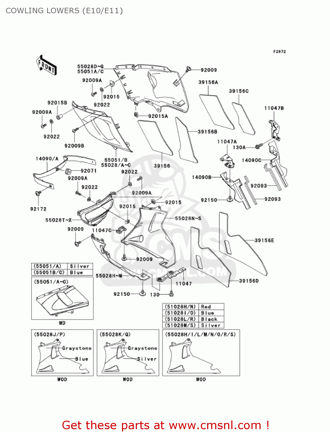 COWLING LOWERS (E10/E11) ZX600E11 ZZR600 2003 USA CALIFORNIA CANADA
