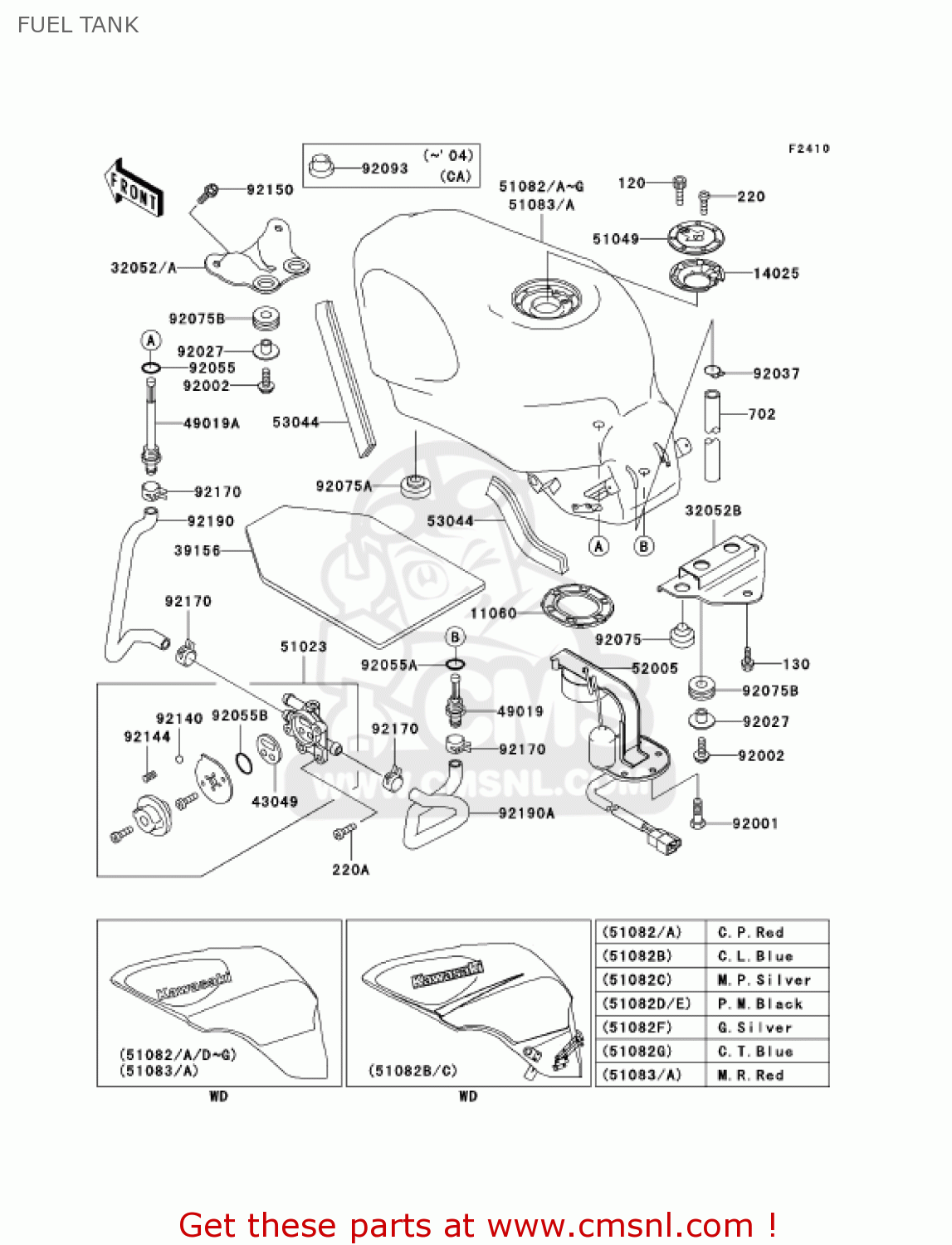 FUEL TANK ZX600E12 ZZR600 2004 USA CALIFORNIA CANADA