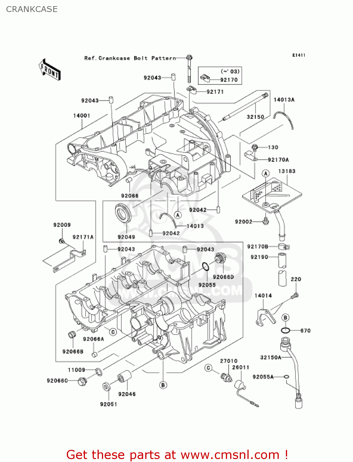 CRANKCASE ZX600E12 ZZR600 2004 USA CALIFORNIA CANADA