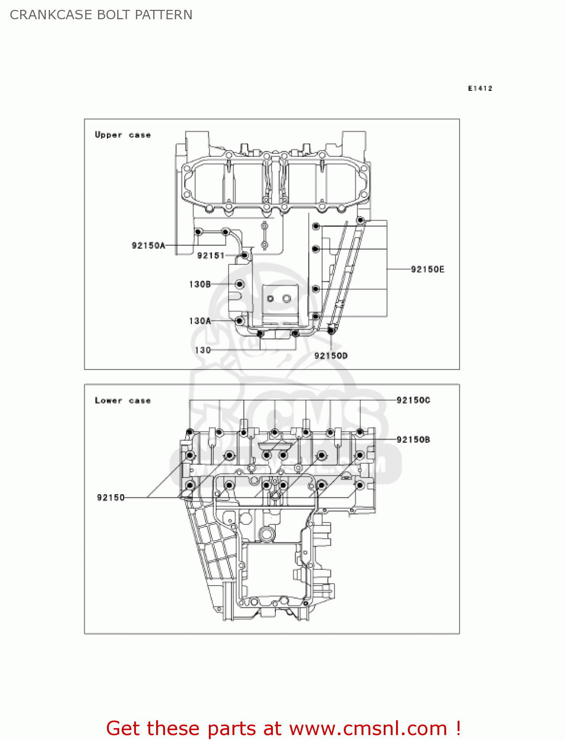 CRANKCASE BOLT PATTERN ZX600E12 ZZR600 2004 USA CALIFORNIA CANADA