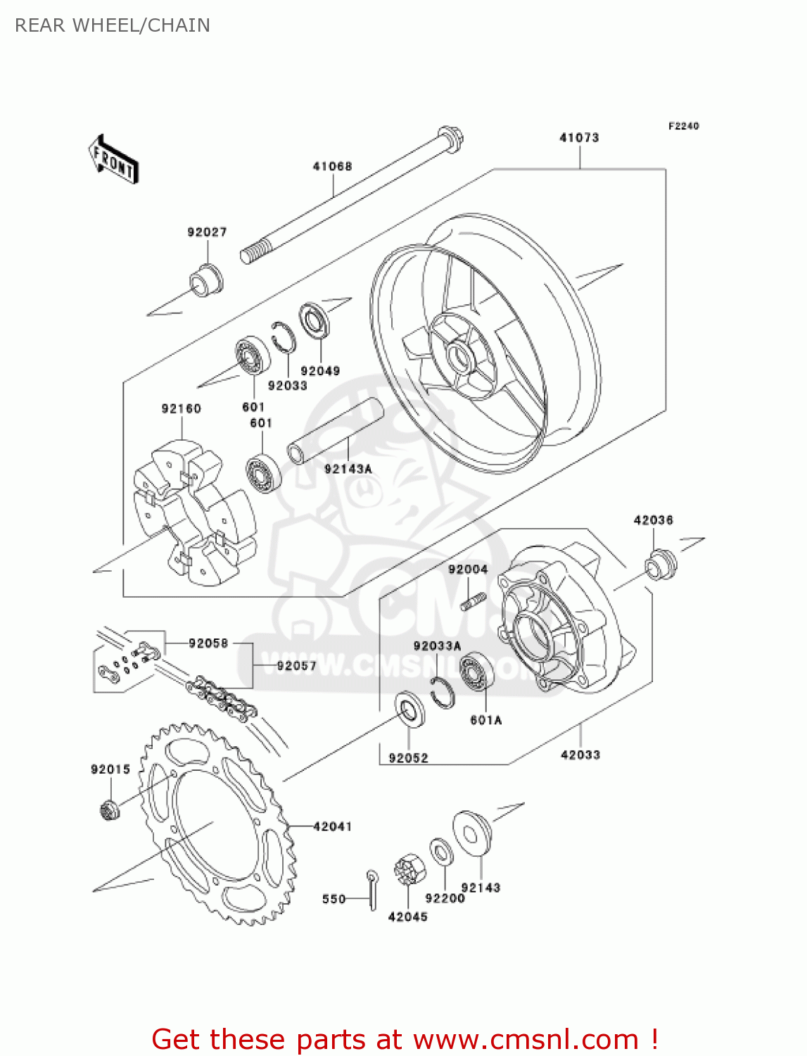 REAR WHEEL/CHAIN ZX600E12 ZZR600 2004 USA CALIFORNIA CANADA