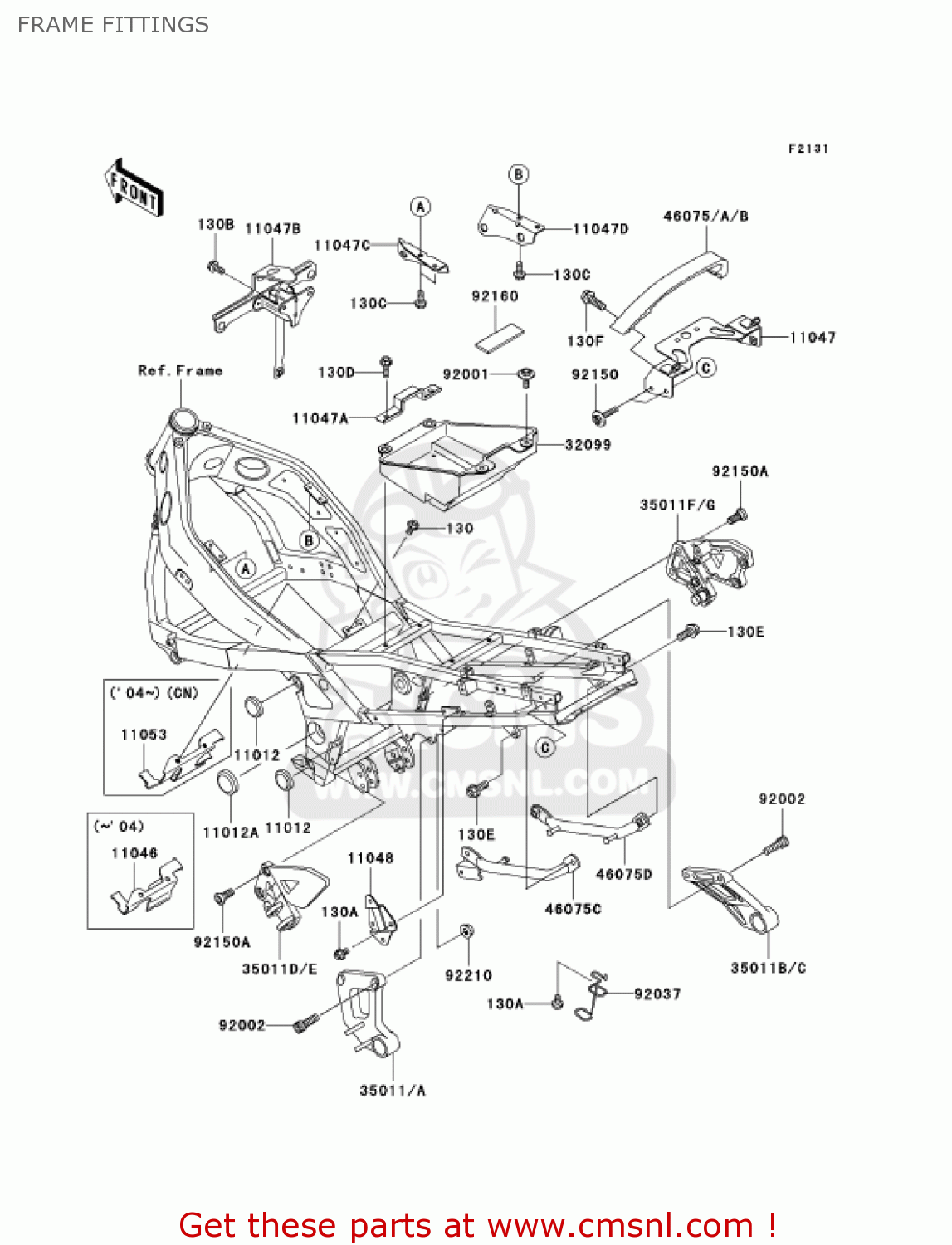 FRAME FITTINGS ZX600E12 ZZR600 2004 USA CALIFORNIA CANADA